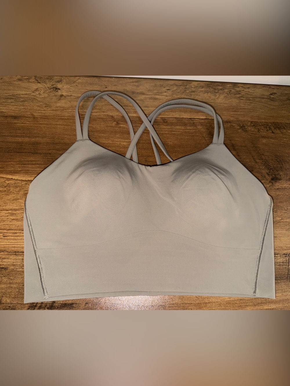 Light Olive Green Lululemon longline Strappy Seamless sports bra
